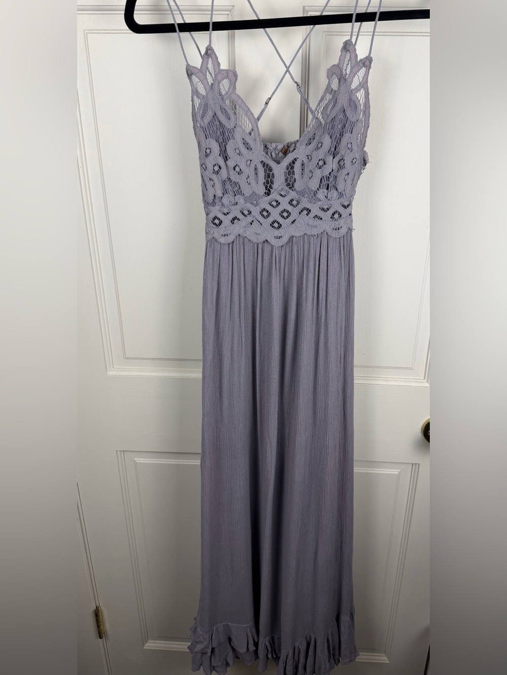 Free People Lavender Crochet Bodice Maxi Dress